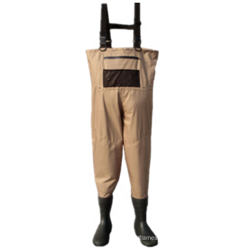 Durable Breathable Fly Fishing Chest Wader with Rubber Boots